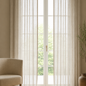Juego de cortinas de gasa lisa_ Jean Cartier